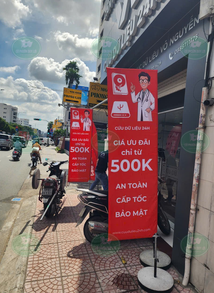 Cờ phướn chữ nhật cửa hàng sửa máy tính