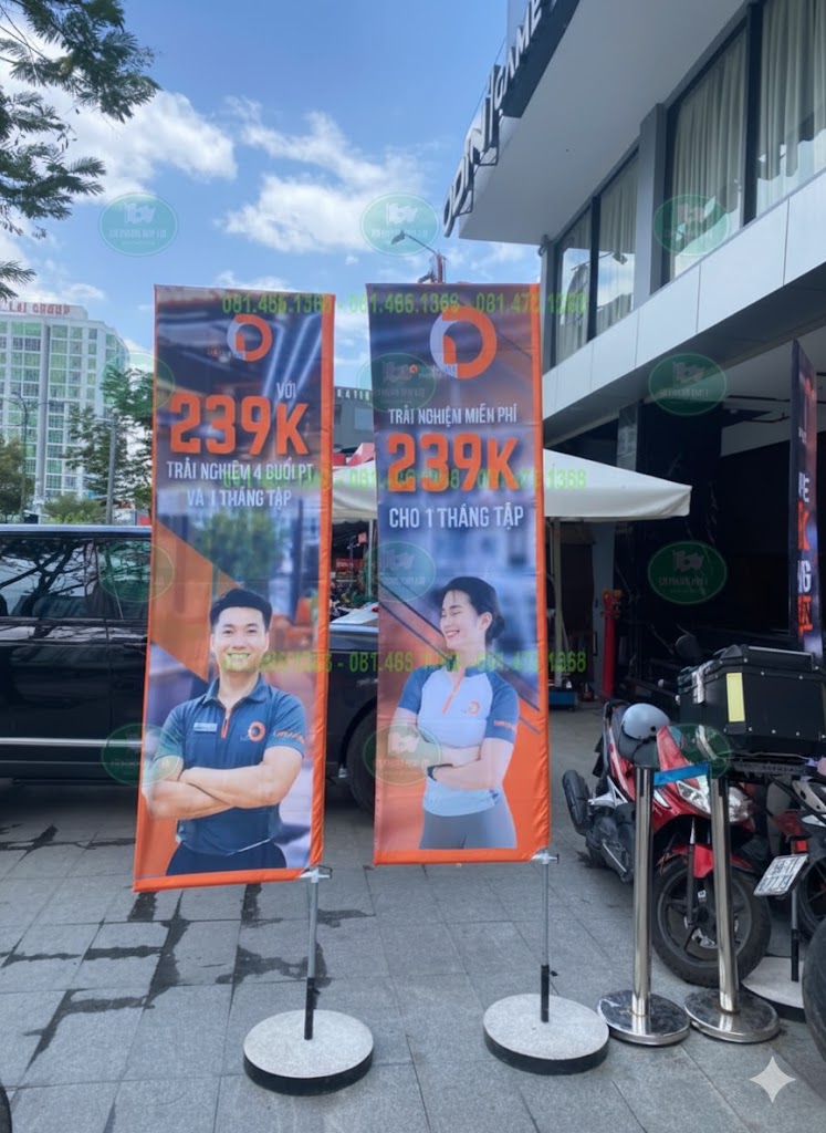 Cờ phướn chữ nhật phòng tập gym