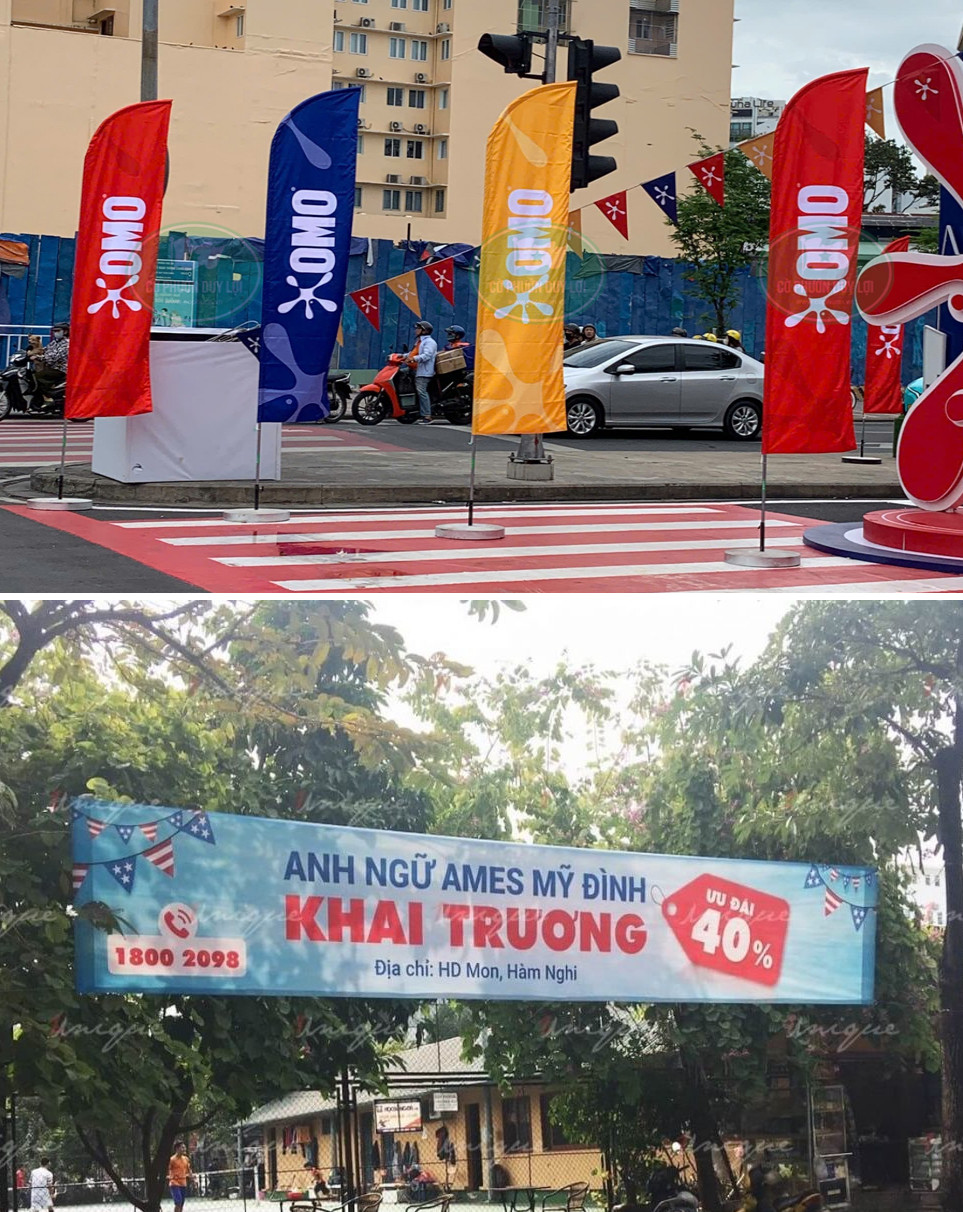 So sánh cờ phướn và băng rôn quảng cáo